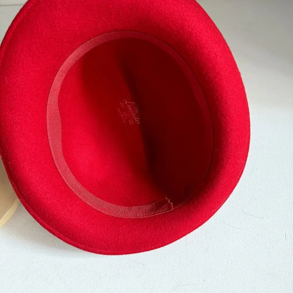 Vintage Lancaster Wool Felt Ladies Red Fedora L main image 4